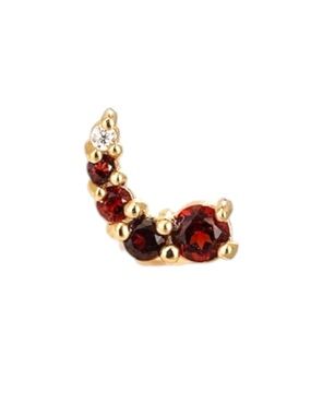 14K Solid Gold Garnet Moissanite Ear Climber